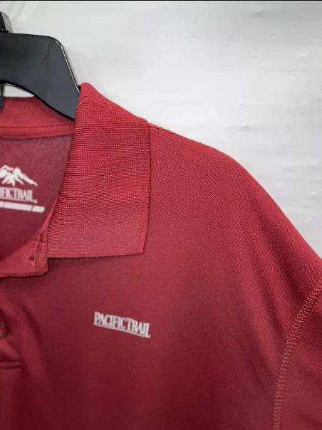 Pacific Trail Men's Short Sleeve Polo Shirt Burgundy Different Sizes - Image 4 of 4