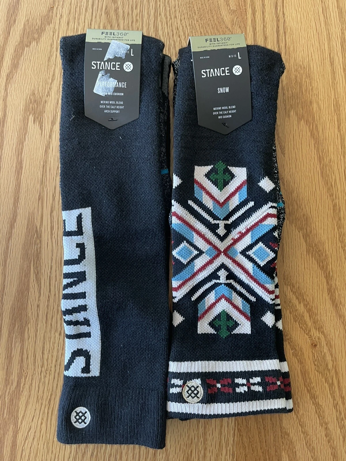 Lot Of 2 Stance Snow Merino Performance Wool Mid Cushion OTC Socks Size Large