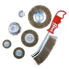 7pc Wire Brush Set Brass Coated Steel Rust Removal Drill Attach F3610