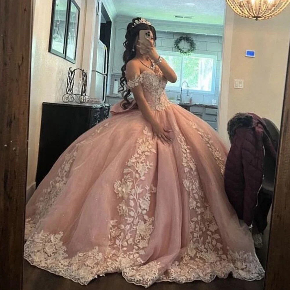 rose gold quinceanera dresses