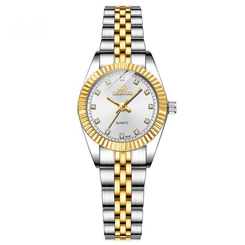 Ladies Watch Wristwatch Diamond Analog Calendar Stainless Steel Band Women's Watches - Picture 10 of 11