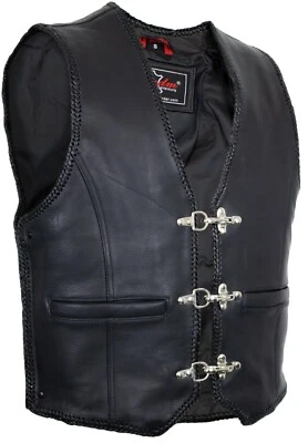 MDM Herren Lederweste mit Seitlichen Reißverschluss zum verstellen Kutte Leder Biker