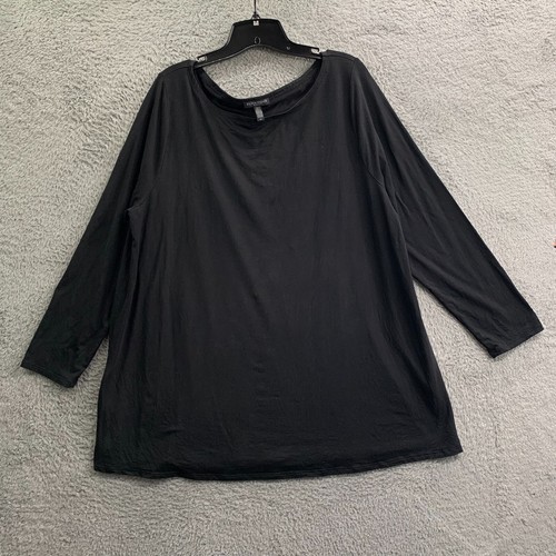 EILEEN FISHER Bluse Damen 1X Oberteil Stretch Elasthan schwarz
