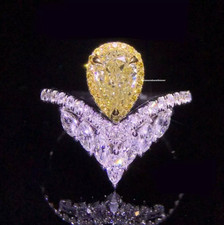 Magnificent Honey Yellow Citrine With Bright White CZ 1.80TCW Anniversary Band