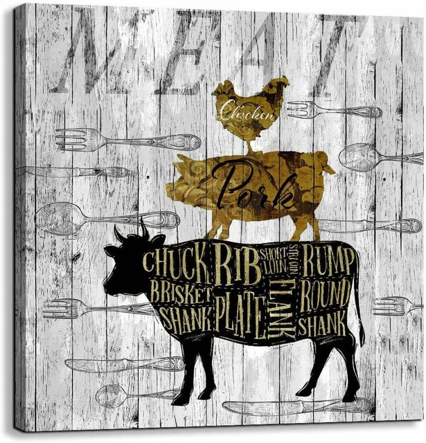Canvas Wall Art for Kitchen Restaurant Wall Decoration Animal Theme