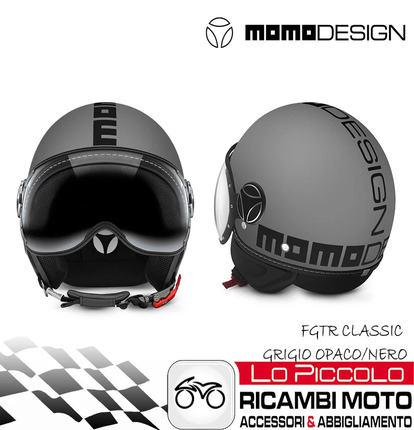 MOMO DESIGN CASCO MOTO JET FIGHTER CLASSIC GRIGIO OPACO/NERO MIS S