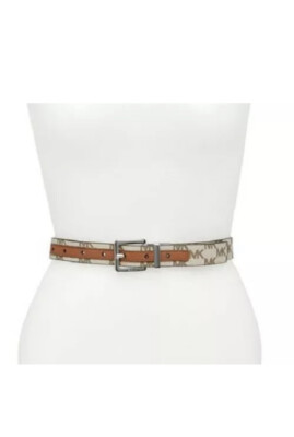 ❤️MICHAEL KORS Brown Signature MK Pattern Reversible Belt  display picture 3