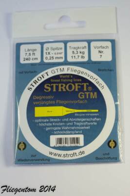 3er Pack Stroft GTM Fliegenvorfach Monofil 2,4m (8ft)