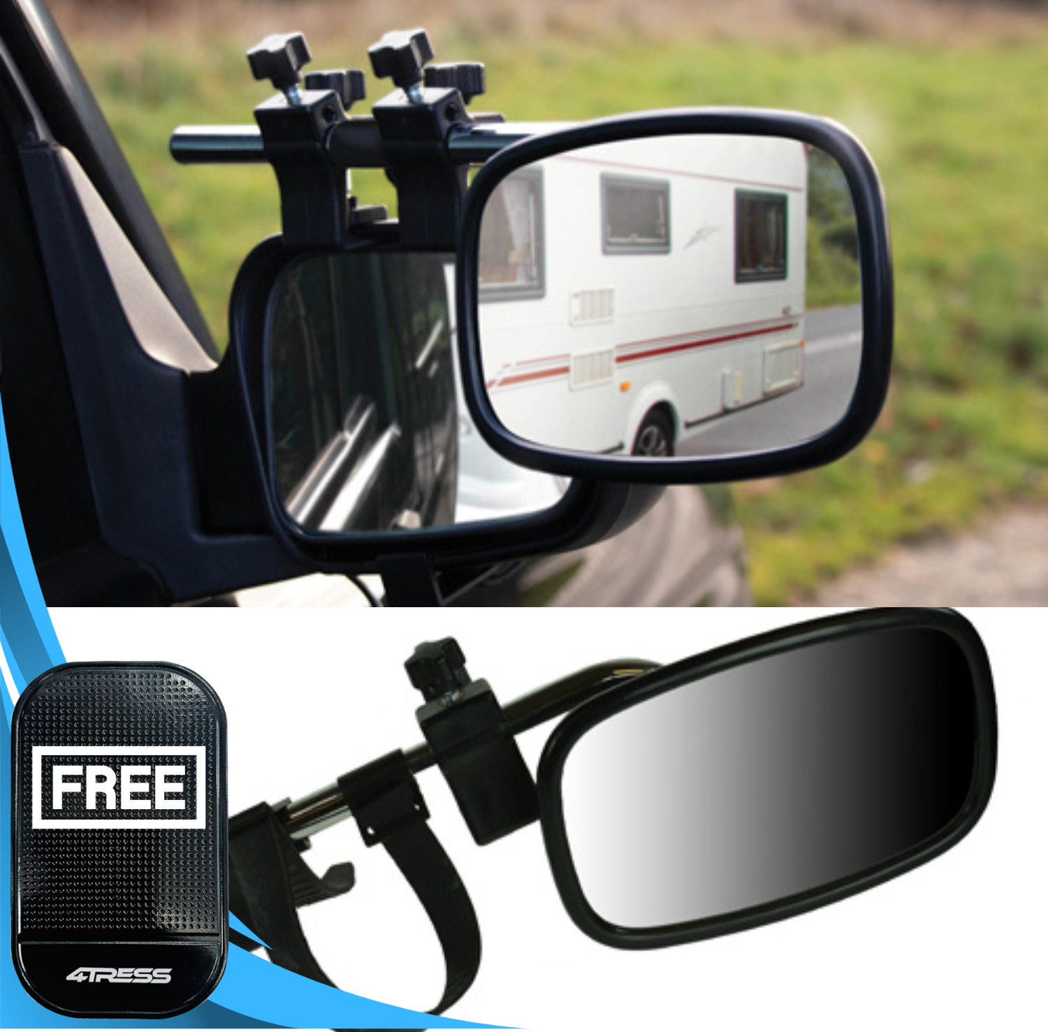 Maypole Car Van 4x4 Caravan Convex Glass Pair Extension Towing Mirrors 8329+M