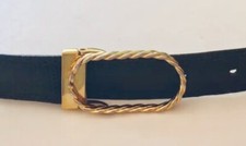 VTG F.G.Bodner Black Lizard 40   5 Hole Dress Belt Gold Tone Buckle 2  Italy