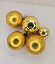 Lot of 5 Vintage Glass Christmas Ornaments Mercury MADE IN USA GOLD Colors