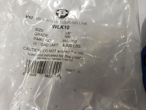 1-STCK. Peerless 8453200 Grade-100 3/8" V10 Rigging Kupplung Link 8800 Pfund - Bild 2 von 6