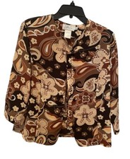 VTG Kathy Che Blouse Womens 10 Floral Autumn Grandma Retro Hippie Boho Mob Wife