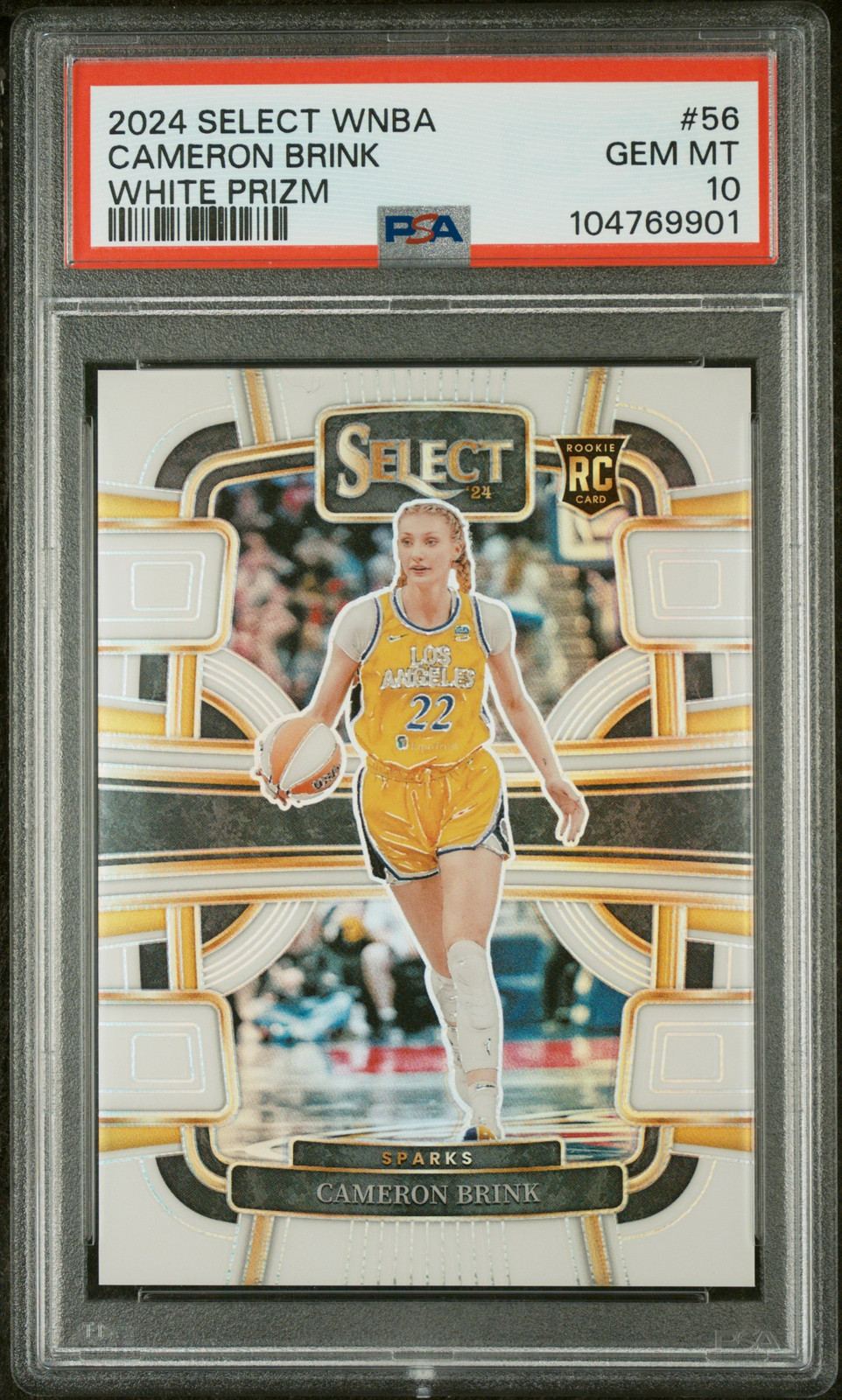 2024 PANINI SELECT WNBA WHITE PRIZM #56 CAMERON BRINK ROOKIE RC 18/99 PSA 10