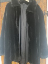Fun Faux Fur Swing Coat One Size Dark Brown Faux Fur Collar