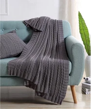 VCNY Home Dublin Cable Knit Throw, 50" x 70"-Grey T4104159