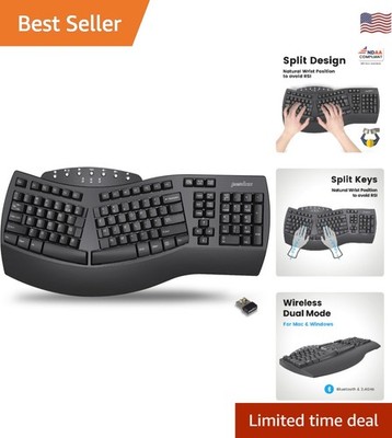 Comfortable Ergonomic Wireless Split Keyboard - Ideal for Long Typing Sessions
