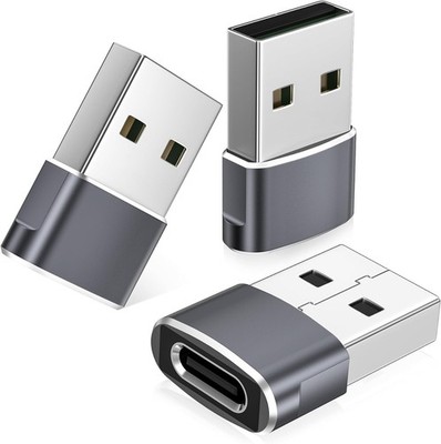 USB C Female to USB Male Adapter Pack of 3, Type A Power Supply Charger Cable