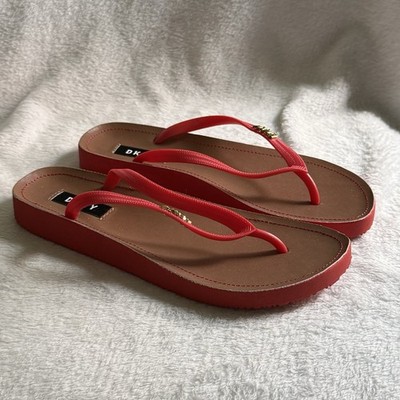 DKNY Red Platform Flip Flop Sandals Thongs Women's 6.5M