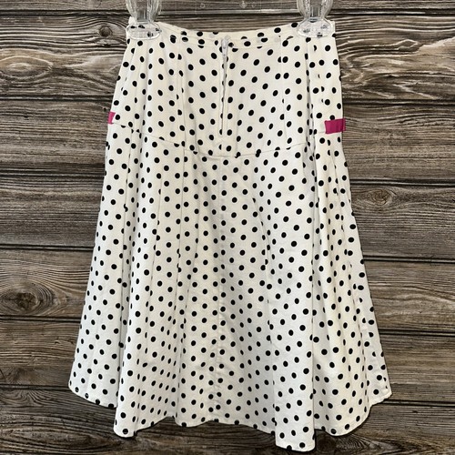 Amy Byer Skirt Girls M Medium 7/8 White Polka Dot Below Knee Pink Bow - Picture 4 of 6
