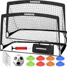 6x4FT Soccer Goals for Backyard, 6'x4' Portable Soccer Goal with and Cones So...