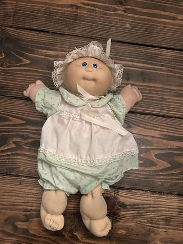 Vintage 80s Cabbage Patch Preemie Doll Blonde Girl Blue Eyes Original Outfit