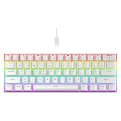 UK Layout 60% True Mechanical Gaming Keyboard 61 Keys Wired RGB Backlit Keypad