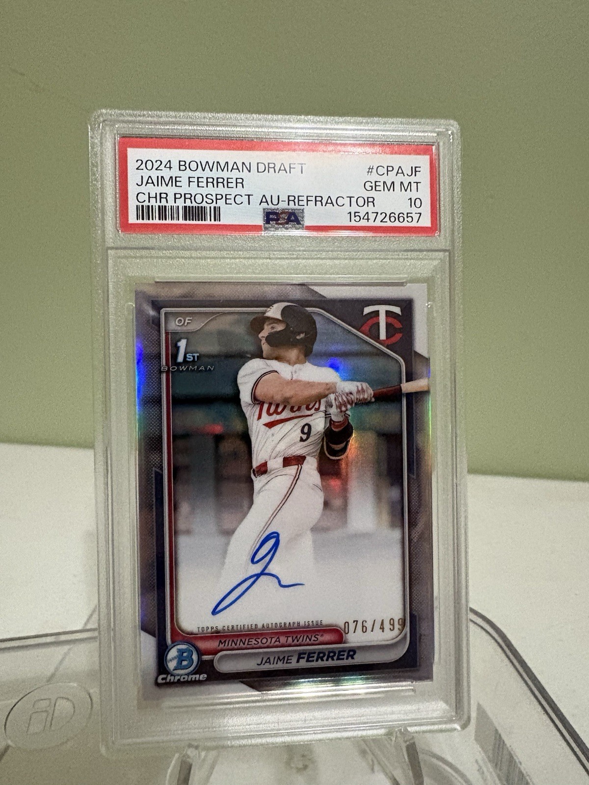 2024 Bowman Draft Chrome Jaime Ferrer 1st Auto REFRACTOR/499 PSA 10