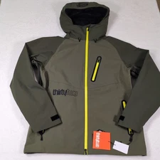 Thirty Two Grasser Snowboard Jacket Men's Size Large Green Yellow Hooded Shell