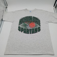 Vintage Michigan State Spartans Basketball T-Shirt Size Large Velva Sheen USA