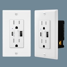 USB Outlet with 2 Ports (Type A+C), 15A Tamper-Resistant Electrical Receptacl...