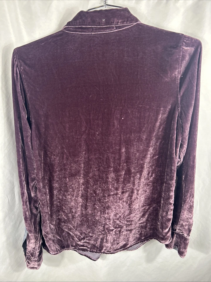 CP Shades Garnet Hill Romy Velvet Shirt Women's Small Button Up Silk Viscose - Image 3 of 4