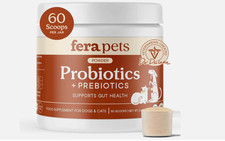 Fera Pets Probiotic Powder 60-Scoops for Dogs  Cats   Gut  Skin Support