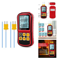 Dual Channel Digital Thermometer 2 K-Type Thermocouple Probes Backlight LCD