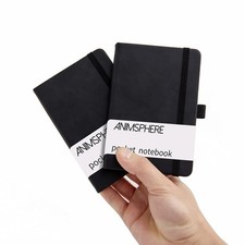 2Pack Pocket Notebook Small Hardcover Leather Journal Mini Notepad w/ Pen Holder