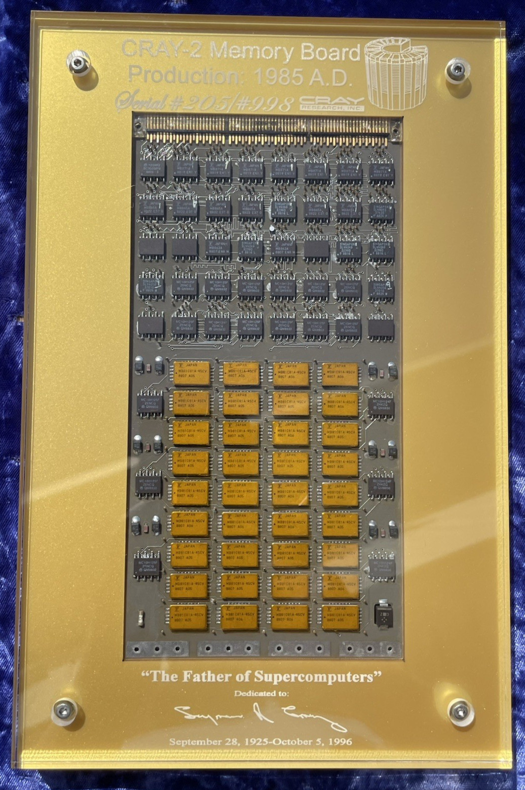 Cray-2 Supercomputer Memory Module. Small IC’s. Near Perfect Lucite Edges! USA