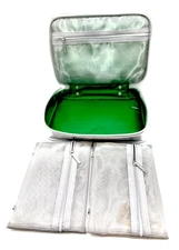 Clinique Fluffy Makeup Train Case Bag +  2 Removable Small Bags ~ Sliver