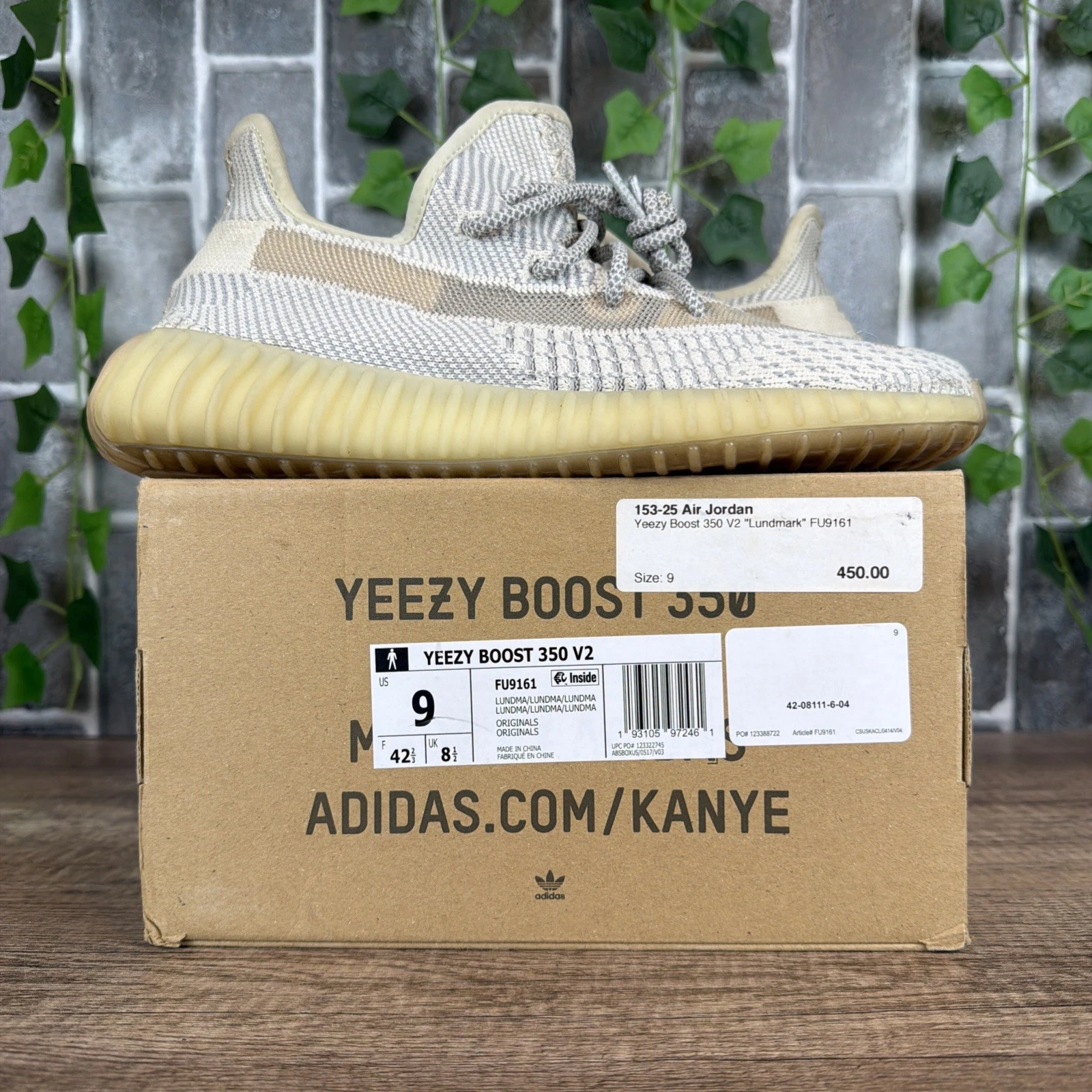Size 9 - Adidas Yeezy Boost 350 V2 Lundmark Non Reflective 2019 FU9161