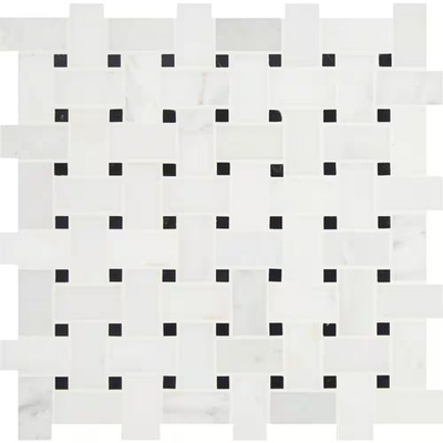 Greecian White Basket Weave 12 In. X 12 In. X 10Mm Honed Marble Mesh-Mounted Mos