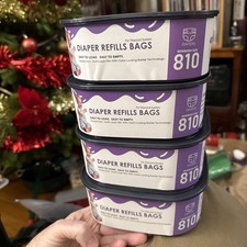 4 Pk Jumbo Square Refills Disposal Bags Refill Compatible W/Diaper Genie Compact