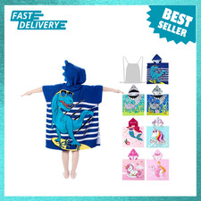 Kids Hooded Beach Towel Microfiber Poncho 30x30 Navy Dinosaur Boys Girls Pool