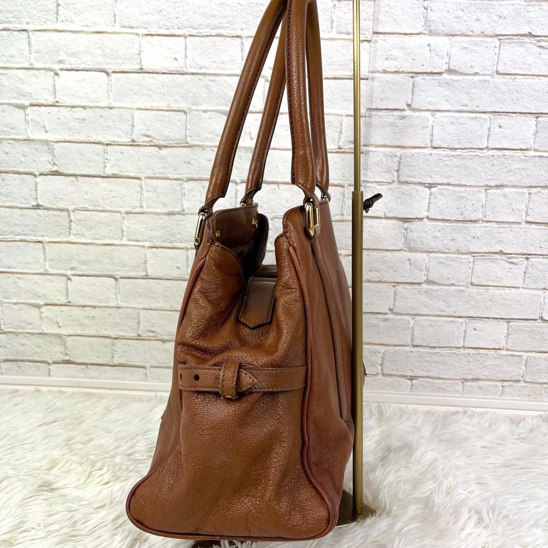 RAYE Vintage Fendi FF Logo Leather Hand Shoulder Bag Brown W13in Authentic Rare