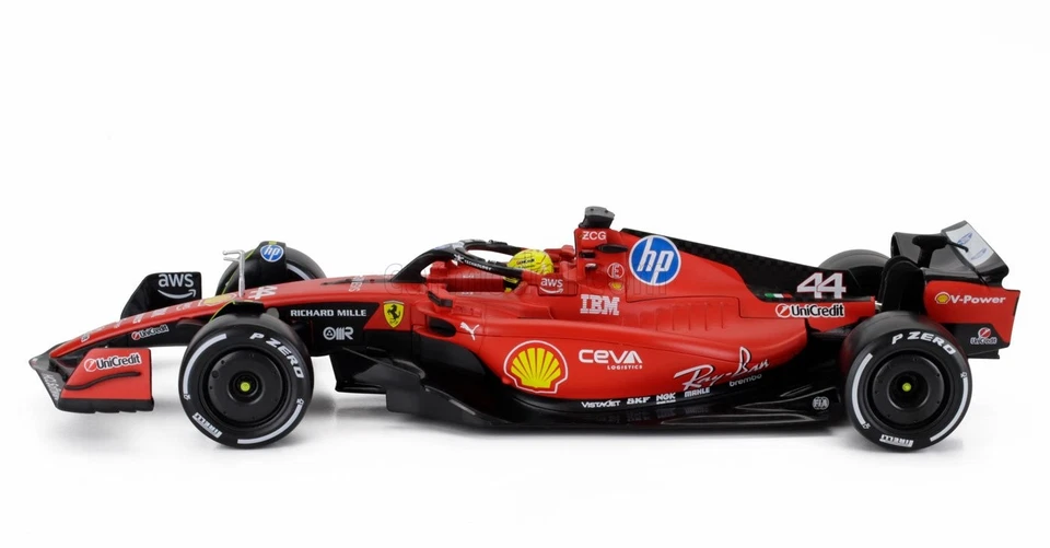 MODELLINO AUTO STATICO F1 BURAGO FERRARI SF23 HAMILTON PROVA FIORANO 2025 1/18 - Immagine 4 di 4