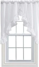 Ellis Curtain Stacey Ruffled Swag 60x38  White Fast Free Shipping