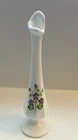 Vintage 8” Fenton Hand-Painted Milk Glass Bud Vase Violets In The Snow Signed