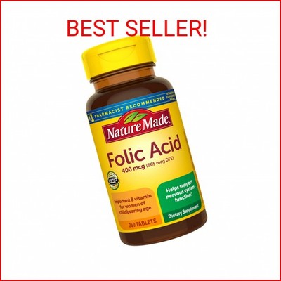 Nature Made Folic Acid 400 mcg (665 mcg DFE), Dietary Supplement for Nervous Sys