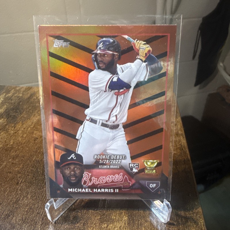 2023 TOPPS Update MICHAEL HARRIS II ORANGE/BLACK FOIL PARALLEL US225 RC Braves
