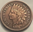 1890 Indian Head Cent Penny AU Details Sharp Strike Original Brown Toning BN146