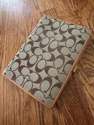 Coach Signature Agenda Day Planner Organizer Brown Monogram Leather Trim 6x9 