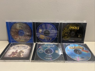 Vintage PC Strategy Game Lot (6) Civ 3, Simcity 3000, Rollercoaster, Caesar 3 
